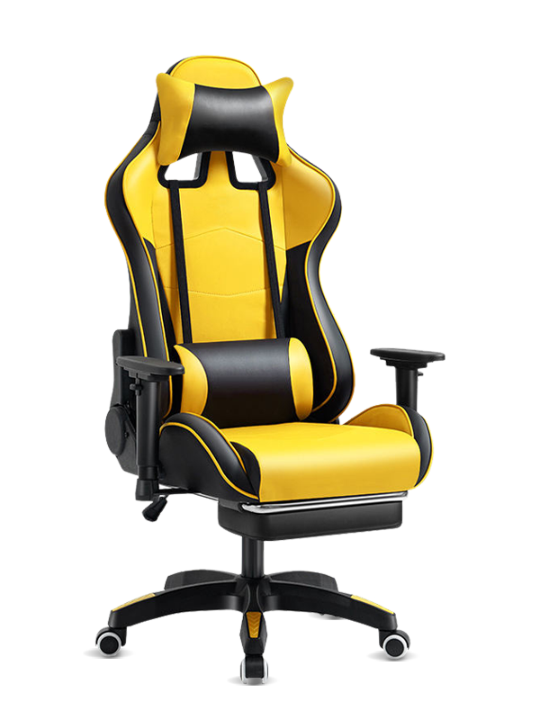 Billig Gult och Svart PU Läder Hög Back Office Gaming Stol 