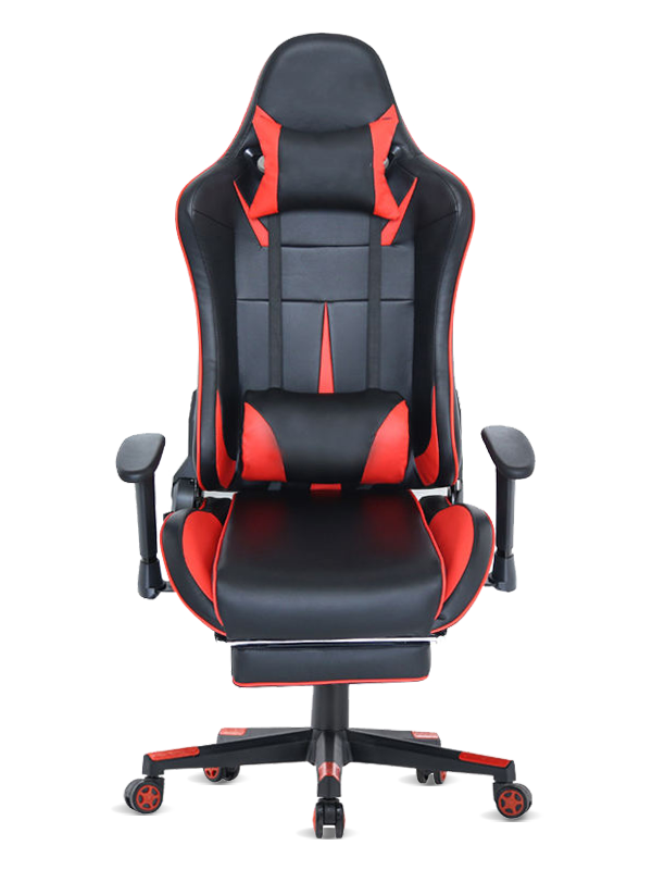 Högkvalitativ dator kontorsgamingstol med fotunderstöd och ländkudde 